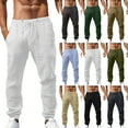 thumbnail image 1 of MNCEKFOD Men's Pants Summer Casual Mid Waist Loose Fit Elastic Waist Sports Slacks Breathable with Pockets Modern Fit Leisure Trousers Army Green XXXL, 1 of 6
