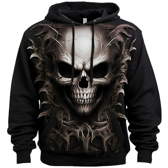 MNCEKFOD Mens Hoodie Loose Fit Halloween Printed Long Sleeved Casual Comfy and Soft Fall Fashion Outfits Winter Clothes 2025 Grey M