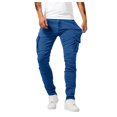 thumbnail image 1 of MNCEKFOD Mens Jeans Mid Waisted Trendy Slim Fit Ripped Jeans Stretchy with Pockets Relaxed Fit Trousers Dark Blue L, 1 of 5