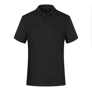 MNCEKFOD Mens Polo Shirts Short Sleeve Business Work Summer Casual Collared Shirt With Pocket Relaxed Fit Mens Tops Black L