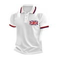 thumbnail image 1 of MNCEKFOD Mens Polo Shirts UK Flag Print Casual Bussiness Raglan Sleeve Button Lapel Breathable Leisure Mens Tops White M, 1 of 2