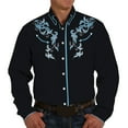 thumbnail image 1 of MNCEKFOD Mens Shirt Retro Western Denim Printed Lapel Shirt Casual Loose Long Sleeved Relaxed Fit Mens Tops Black XXXXXL, 1 of 6