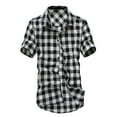 thumbnail image 1 of MNCEKFOD Mens Shirt Short Sleeve Collared Shirts Lattice Plaid Painting Casual Loose Fit Relaxed Fit Mens Tops Black L, 1 of 6