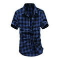 thumbnail image 1 of MNCEKFOD Mens Shirt Short Sleeve Collared Shirts Lattice Plaid Painting Casual Loose Fit Relaxed Fit Mens Tops Dark Blue XXL, 1 of 3