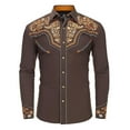 thumbnail image 1 of MNCEKFOD Mens Shirt Western Cowboy Shirts Long Sleeve Embroidered Slim Fit Button Down With Pockets Classic Fit Mens Tee Shirt Brown XXXL, 1 of 3