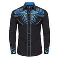 thumbnail image 1 of MNCEKFOD Mens Shirt Western Cowboy Shirts Long Sleeve Embroidered Slim Fit Button Down With Pockets Relaxed Fit Mens Tops Blue L, 1 of 3