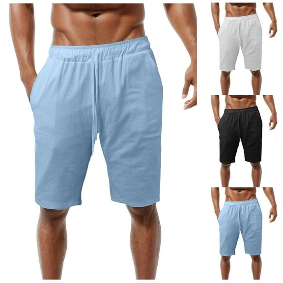 MNCEKFOD Mens Shorts High Waisted Trendy Casual Summer Elastic Waist Slim Fit with Pockets Leisure Short Pants White White