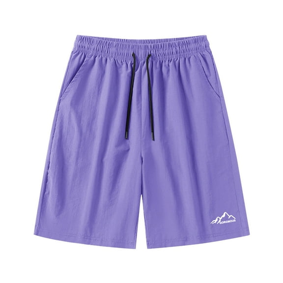 MNCEKFOD Mens Shorts Loose Fit Drawstring Waist Summer Outdoor Shorts High Waisted Breathable Lightweigh Leisure Short Pants Purple Purple