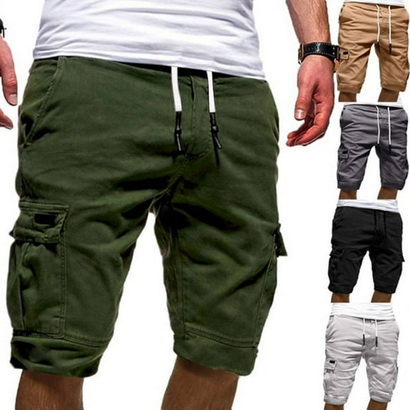 MNCEKFOD Mens Shorts Summer Casual Sports Shorts Mid Waist Loose Fit with Drawstring Waist Relaxed Fit Short Pants Green Green