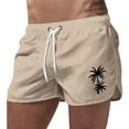 thumbnail image 1 of MNCEKFOD Mens Swim Trunks Quick Dry Elastic Drawstring Waist With Trendy Coconut Tree Printed Beach Shorts Khaki S, 1 of 4