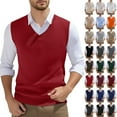 thumbnail image 1 of MNCEKFOD Mens Tank Tops Summer 2025 Casual Sleeveless V Neck Knitted Sweater Vest Plain Loose Fit Soft and Comfy Classic Fit Mens Tee Shirt Blue XXL, 1 of 7