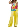 thumbnail image 1 of MNCEKFOD Pants Sets Women 2 Piece Outfits Boho Casual Letter Printed Vest Sleeveless Top Loose Wide Leg Classic Fit Pants Suit Yellow S, 1 of 5