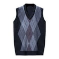 thumbnail image 1 of MNCEKFOD Seater Vest for Men Plaid Knitted V Neck Sleeveless Business Work Comfy and Soft Slim Fit Fall Fashion Outfits Winter Clothes 2025 Navy M, 1 of 8