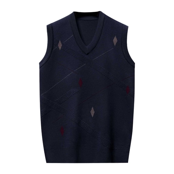MNCEKFOD Seater Vest for Men V Neck Knitted V Neck Sleeveless Slim Fit Comfy and Soft Fall Fashion Outfits Winter Clothes 2025 Navy XXL