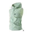 thumbnail image 1 of MNCEKFOD Summer 2025 New Sleeveless Hooded Vest Sun Protection Clothing for Fishing Hiking and Outdoor Sports Light Green XXXL, 1 of 4