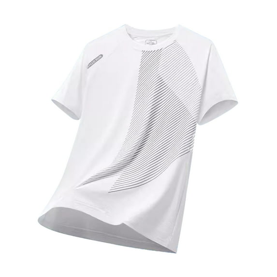MNCEKFOD Summer T Shirts for Men 2025 Ice Silk Quick Dry Cool Loose Fit Shirt Sports Short Sleeve Round Neck Relaxed Fit Mens Tops White XXXXL