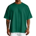 thumbnail image 1 of MNCEKFOD Summer T Shirts for Men 2025 Oversized Crew Neck Tshirts Large Size Round Shoulder Sleeve Relaxed Fit Mens Tops Green S, 1 of 4