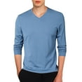 thumbnail image 1 of MNCEKFOD Summer T Shirts for Men 2025 Slim Fit Lightweight V Neck Long Sleeve Tshirts Casual Layering Relaxed Fit Mens Tops Light Blue XXXXL, 1 of 4