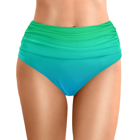 MNCEKFOD Swim Bottoms for Women High Waist Bikini Bottoms Swim Briefs Beach Shorts Ruched Bottom High Cut Swim Bottom Full Coverage Swimsuit Bottom Sports Yoga Shorts Swimbottom Green S