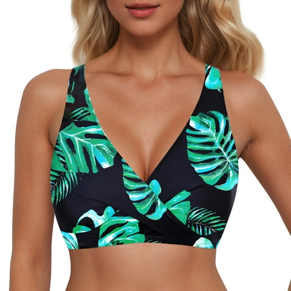 MNCEKFOD Swimsuits for Women 2025 Lace Up Tops Underwire Push Up Bathing Suit Racerback Full Coverage Bikini Top Swimwear Dark Green XXL