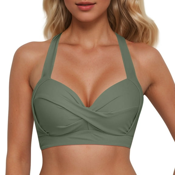 MNCEKFOD Swimsuits for Women 2025 Polka Dot Lace Up Underwire Full Coverage Push Up Bathing Suit Removable Bra Pad Swimwear Army Green M