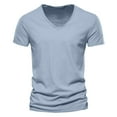 thumbnail image 1 of MNCEKFOD T Shirts for Mens Casual V Neck Tshirts Loose Fit Comfortable Stretchy Pure Color For Daily Wear Classic Fit Mens Tee Shirt Light Blue XXXXXL, 1 of 4