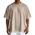 thumbnail image 1 of MNCEKFOD T Shirts for Men Oversized Crew Neck Tshirts Large Size Round Shoulder Sleeve Tee Shirt for Men Khaki XL, 1 of 4
