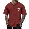 thumbnail image 1 of MNCEKFOD T Shirts for Men Oversized Tshirts Crew Neck Short Sleeve With Coconut Tree Print Tee Shirt for Men Wine XXXL, 1 of 3