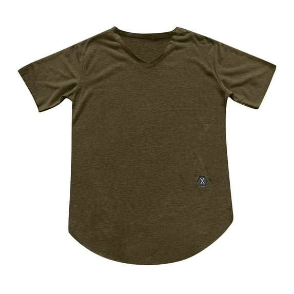 MNCEKFOD T Shirts for Men V Neck Short Sleeves Solid Color Tshirts Comfy and Breathable Leisure Mens Tops Army Green XXL