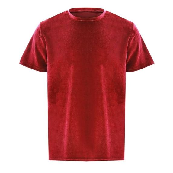 MNCEKFOD T Shirts for Mens Round Neck Velvet Velour Trendy Hop Slim Fit Short Sleeves Relaxed Fit Mens Tops Red M