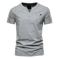 thumbnail image 1 of MNCEKFOD T Shirts for Mens Trendy Casual Solid Color V Neck with Pocket Button Short Sleeve Tshirts Relaxed Fit Mens Tops Grey M, 1 of 3