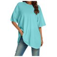 thumbnail image 1 of MNCEKFOD T Shirts for Women Summer 2025 Oversized Crew Neck Short Sleeves Tshirts Classic Solid Color Classic Fit Tee Shirts Dark Blue M, 1 of 4