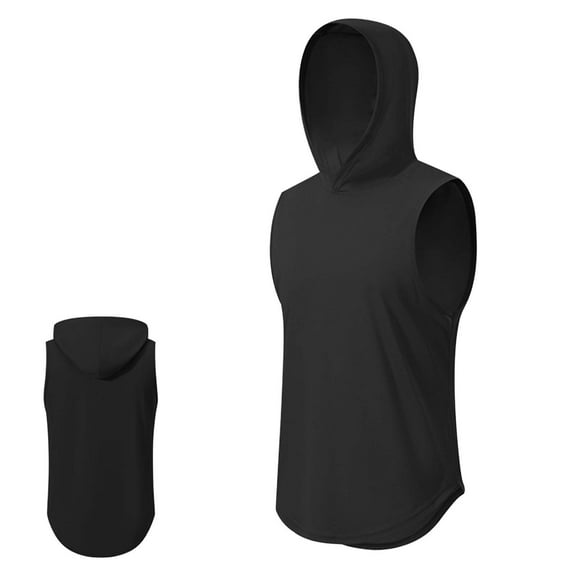 MNCEKFOD Tank Tops Men Quick Dry Fitness Loose Fit Sleeveless Sports Vest Hooded Loose Fit Tank Top Black XXXL