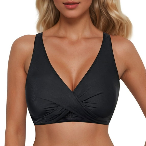 MNCEKFOD Tankini Swimsuits for Women Lace Up Tops Underwire Push Up Bathing Suit Racerback Full Coverage Bikini Top Swimwear Black L