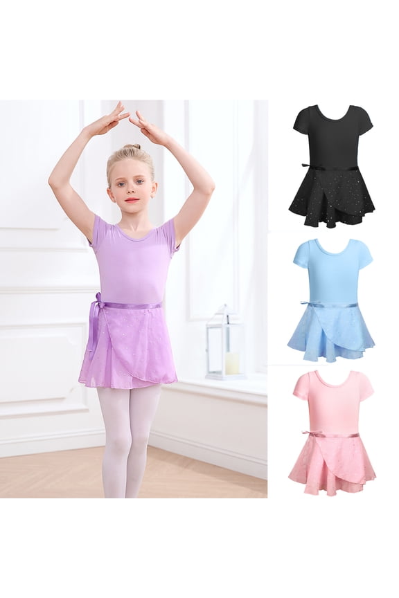 Toddler Girl Summer Dress Ballet Chinese Dance Two Piece Training Outfit Elastic Comfortable Fabric Standard Dance Style For Long Time Practice Girl Flowy Dress Black