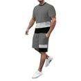 thumbnail image 1 of MNCEKFOD Men Short Sets Outfits Summer Color Block Round Neck Short Sleeve Tshirts with Elastic Waist Shorts Casual Tracksuit Set Grey XL, 1 of 4