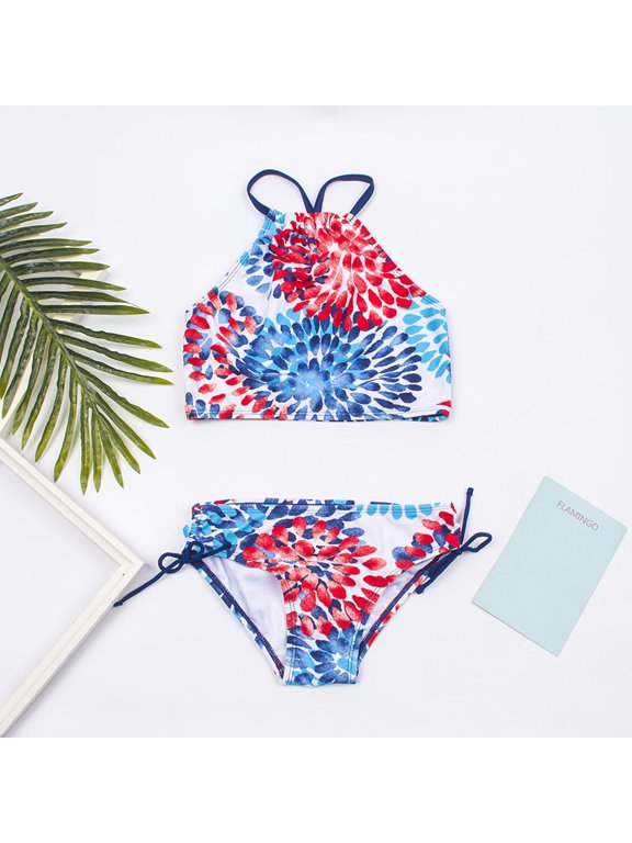 Water Drop Print Girls Two Piece Bikini Swimsuits Quick Dry For Toddler Kids Beach And Swimming Wear Girls Bathing Suit A