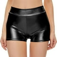 thumbnail image 1 of MNCEKFOD Women's Shorts High Waisted Metallic Wrap Shorts Rave Bottoms For Dancing Clubwear Leisure Short Pants Black L, 1 of 8