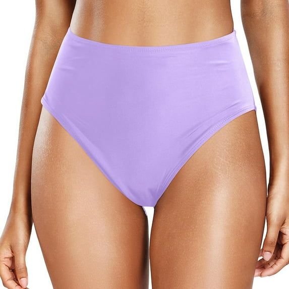 MNCEKFOD Women's Tummy Control Swim Bottoms Summer Midi Waisted Retro Basic Bikini Swim Shorts Athletic For Beach Vacation Bathing Suit Bottom Purple XXL