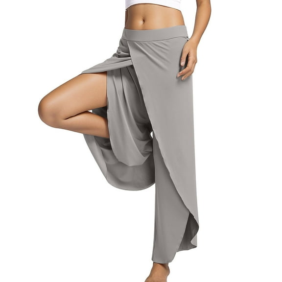 MNCEKFOD Women's Yoga Pants Loose Fit High Waisted High Split for Summer Exercise Leisure Gym Leggings Grey XXL