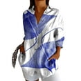 thumbnail image 1 of MNCEKFOD Womens Button Down Shirt Hawaiian Stylish Printed Lapel Shirts Long Sleeves for Beach Vacation Comfy Summer Casual Blouse Shirts Dark Blue XL, 1 of 3