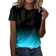 thumbnail image 1 of MNCEKFOD Womens Summer Tops Gradient Print Crew Neck Tank Short Sleeve Casual Loose Fit Relaxed Fit Tee Shirts Blue XL, 1 of 4