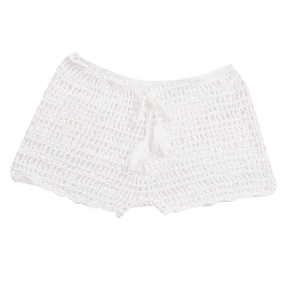 MNCEKFOD Womens Swim Bottoms Summer Beach Handwoven Swimming Pants Stretchable Strap Hollow Flat Bathing Suit Bottom White M