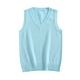 thumbnail image 1 of MNCEKFOD Womens Tank Tops New Vintage Knitted Sleeveless School Sweater V Neck Sleeveless Comfy Summer Casual Blouse Tshirts Blue XS, 1 of 3