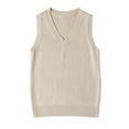 thumbnail image 1 of MNCEKFOD Womens Tank Tops New Vintage Knitted Sleeveless School Sweater V Neck Sleeveless Comfy Summer Casual Blouse Tshirts Khaki XS, 1 of 2