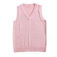 thumbnail image 1 of MNCEKFOD Womens Tank Tops New Vintage Knitted Sleeveless School Sweater V Neck Sleeveless Comfy Summer Casual Blouse Tshirts Pink XXL, 1 of 3