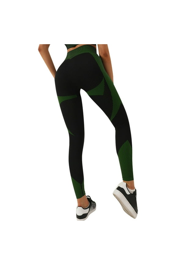Womens Yoga Pants High Waisted Workout Textured Booty Tights Workout Stretchy Slim Fit Gym Leggings Green L