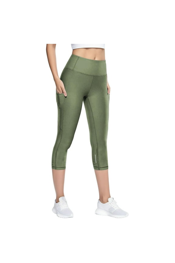 Womens Yoga Pants Quick Dry Elastic High Waisted Stretchy Tights Reflective Tummy Control Leggings XS