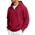 thumbnail image 1 of MNCLS Men's Waffle Knit Hoodie Pullover with Quarter-Zip Neck, Drawstring Hood and Kangaroo Pocket for Casual Everyday Wear - BRIGHTRED_XXXL, 1 of 5