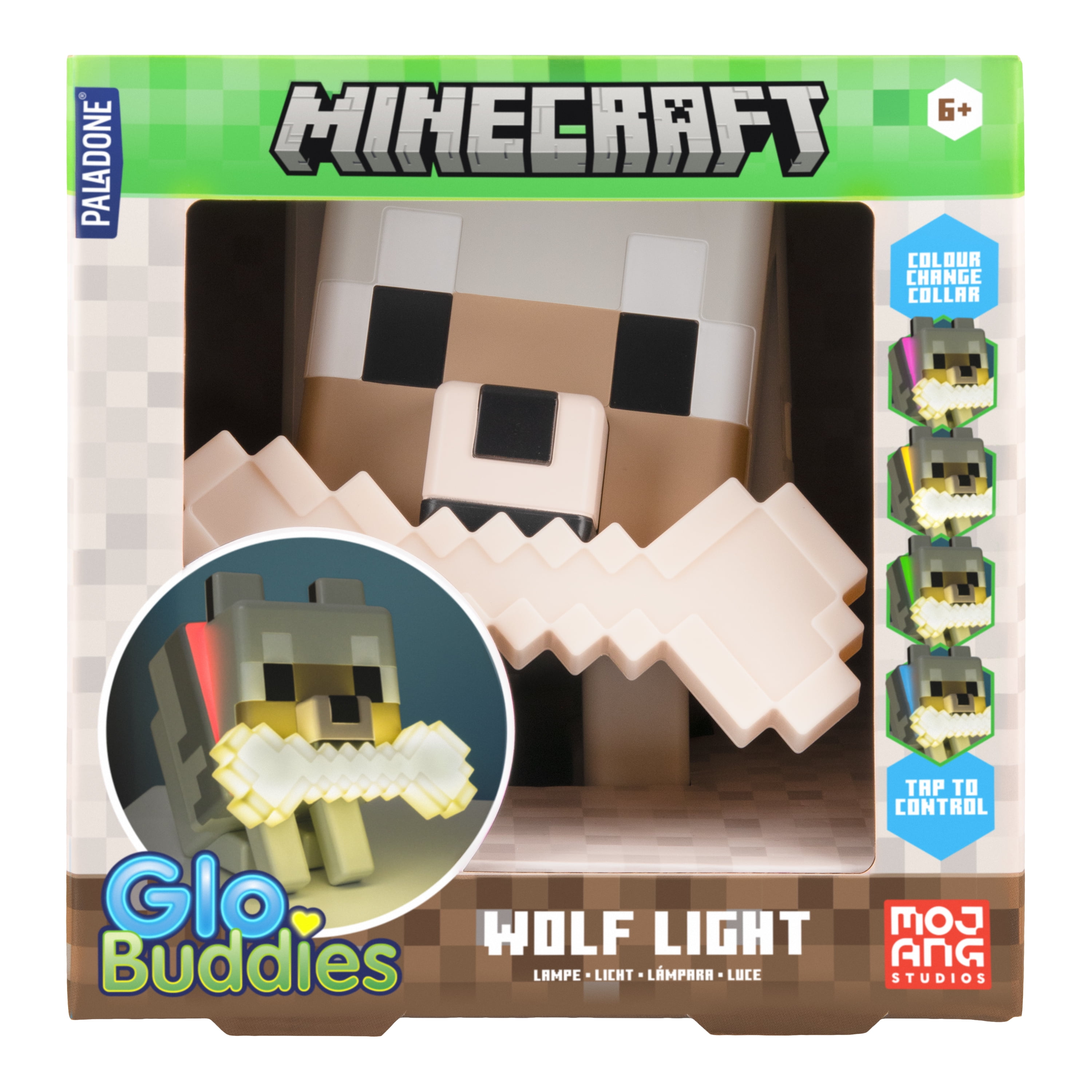 Minecraft Wolf Light, 5.6in 3D Color Changing Lamp, Officially Licensed Gift by Paladone